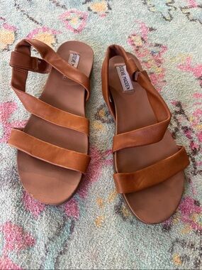 Steve Madden Cognac Strappy Flat Sandals